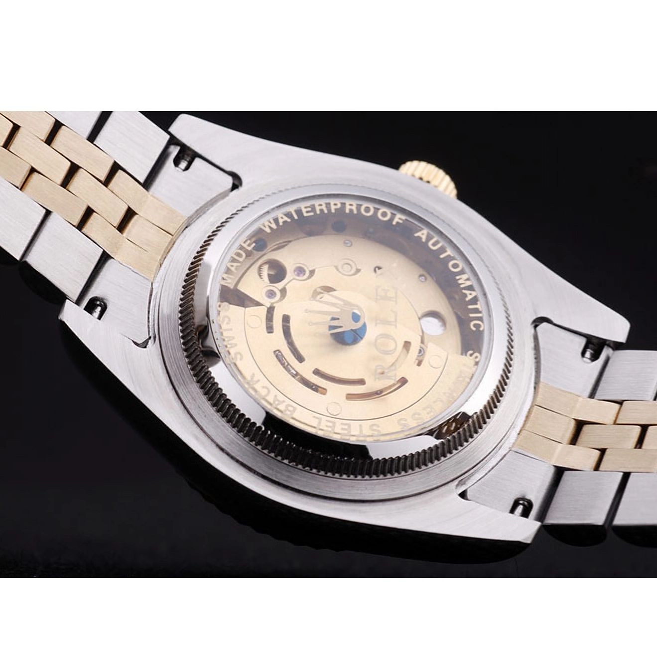 Rolex aaa copy Gold Dial Diamonds 7452 Rolex Datejust Ribbed Bezel 0605